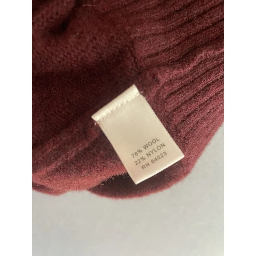 Banana Republic Men M Wool Sweater 1/4 Zip Burgundy Stripe Italian Yarn Mock Lux